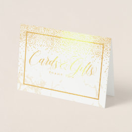 Tarjeta Con Relieve Metalizado Rótulos de mesa de Confetti/Tarjetas de oro y rega