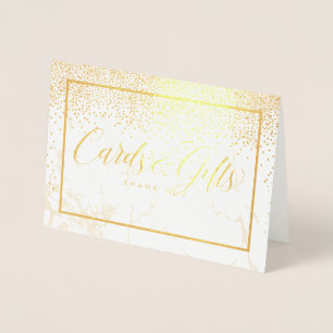 Tarjeta Con Relieve Metalizado Rótulos de mesa de Confetti/Tarjetas de oro y rega