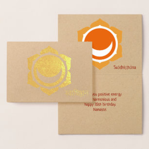 Tarjeta Con Relieve Metalizado Sacral Chakra Personalizado de todas las ocasiones