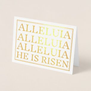 Tarjeta Con Relieve Metalizado Saludo católico de Pascua de Aleluya