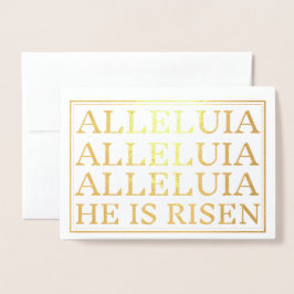 Tarjeta Con Relieve Metalizado Saludo católico de Pascua de Aleluya