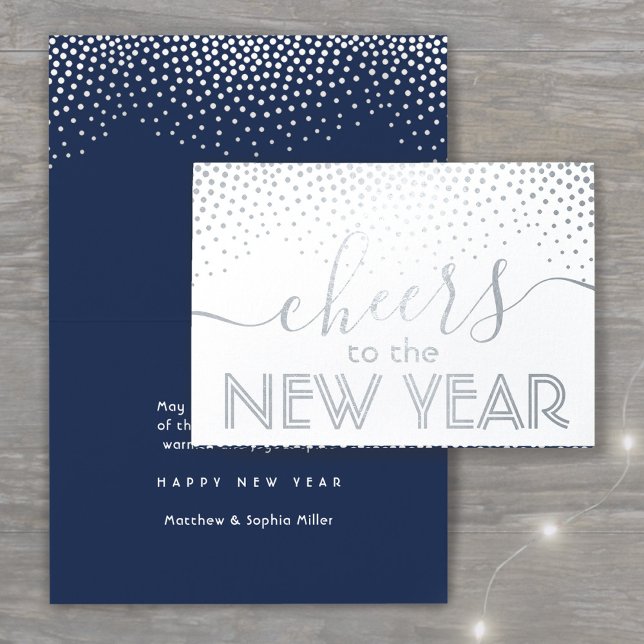 Tarjeta Con Relieve Metalizado Saludos a la Marina de Año Nuevo: Confetti azul el (Subido por el creador)