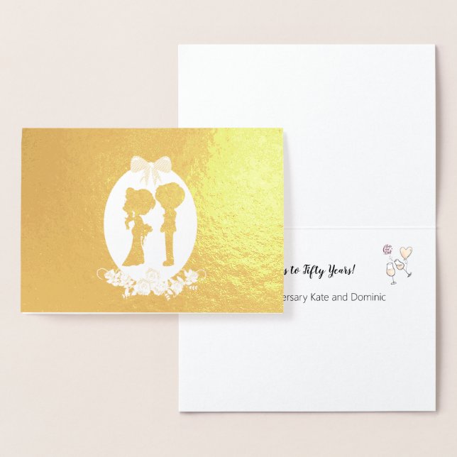 Tarjeta Con Relieve Metalizado Saludos al 50 años del aniversario de oro 50 (Demostración)