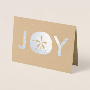 Tarjeta Con Relieve Metalizado Saludos navideños de los Navidades Joy Sand Dollar