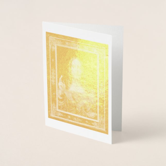 Tarjeta Con Relieve Metalizado Salvador Mundi de Leonardo da Vinci ~ 1500 (Anverso)