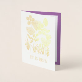 Tarjeta Con Relieve Metalizado Se Levanta Pascua