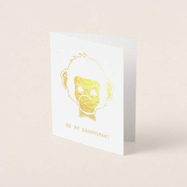 Tarjeta Con Relieve Metalizado sé mi novio, señor mono (Anverso)