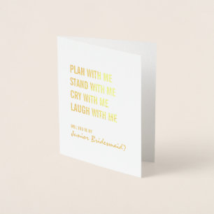 Tarjeta Con Relieve Metalizado Sé mi plan de niñera con mi Relieve metalizado dor