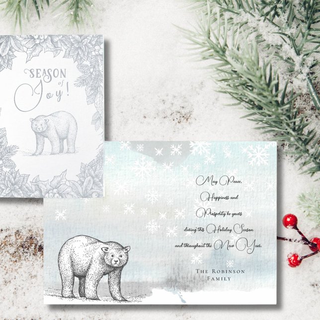 Tarjeta Con Relieve Metalizado Season Joy Forest Bear Christmas Greetings Silver (Subido por el creador)
