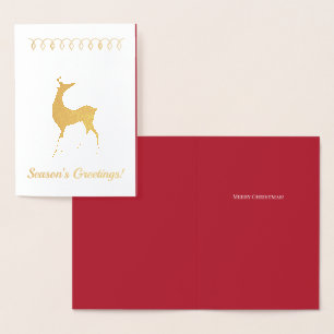 Tarjeta Con Relieve Metalizado Seasons Greetings Reindeer Red Your Words Relieve