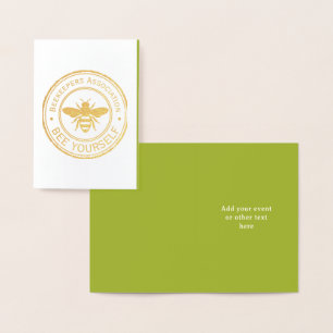 Tarjeta Con Relieve Metalizado Sello - TU TEXTO - ABEJA 1 - Diversión de Fans