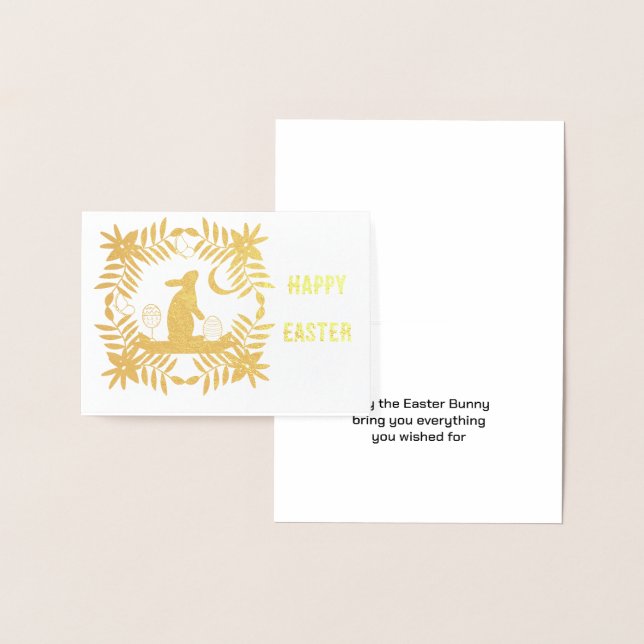 Tarjeta Con Relieve Metalizado Semana Santa Bunny Wire Gold (Demostración)