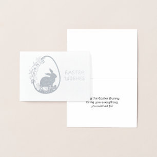 Tarjeta Con Relieve Metalizado Semana Santa Bunny Wire Silver