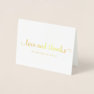 Tarjeta Con Relieve Metalizado Sencillo Agradecimiento de Boda Moderno y Elegante
