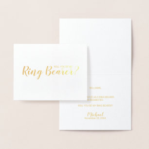 Tarjeta Con Relieve Metalizado ¿Serás Mi Anillo? Oro de guión moderno