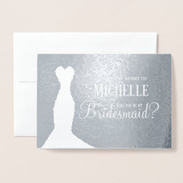 Tarjeta Con Relieve Metalizado ¿Serás mi dama de honor? Boda personalizado