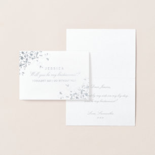 Tarjeta Con Relieve Metalizado ¿Serás Mi Novia? Barrido elegante