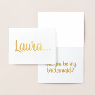Tarjeta Con Relieve Metalizado ¿Serás mi tipografía de la dama de honor del oro?