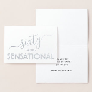 Tarjeta Con Relieve Metalizado Sesenta y Sensacional Simple Elegante Cumpleaños F