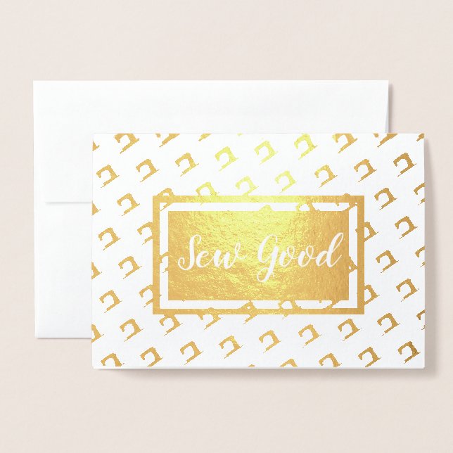 Tarjeta Con Relieve Metalizado Sew Good ・ Maker Crafts (Anverso con sobre)