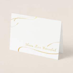 Tarjeta Con Relieve Metalizado Shana Tova Umesukah