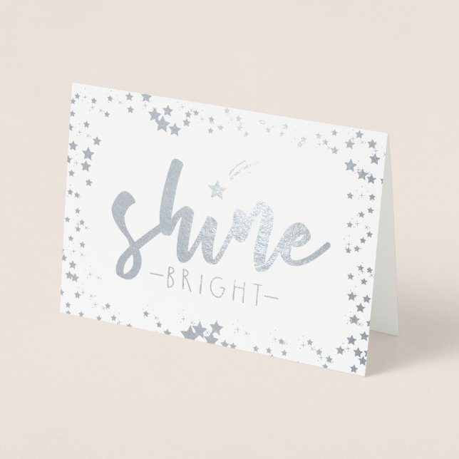 Tarjeta Con Relieve Metalizado Shine Bright (Anverso)