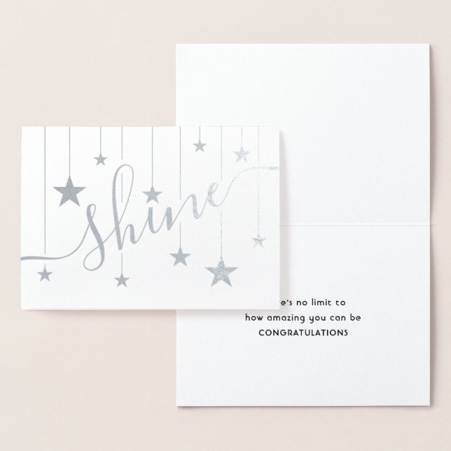 Tarjeta Con Relieve Metalizado SHINE Suspenden Estrellas Felicitaciones Script Re (Demostración)