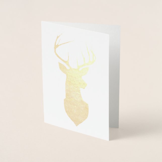 Tarjeta Con Relieve Metalizado Silhouette de ciervos Relieve metalizado dorado co (Anverso)