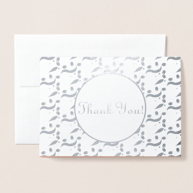 Tarjeta Con Relieve Metalizado Silver Modern Olives Boda Gracias (Anverso con sobre)