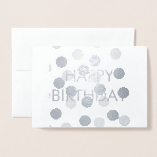 Tarjeta Con Relieve Metalizado SILVER SIMPLE TEXTO MÍNIMO feliz día de nacimiento