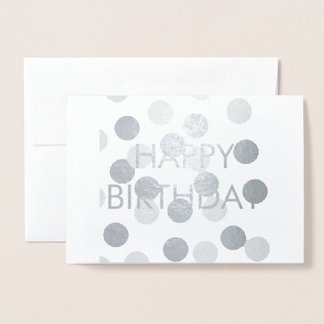 Tarjeta Con Relieve Metalizado SILVER SIMPLE TEXTO MÍNIMO feliz día de nacimiento (Anverso con sobre)