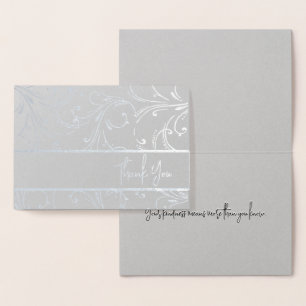 Tarjeta Con Relieve Metalizado Silver Swirls Gracias