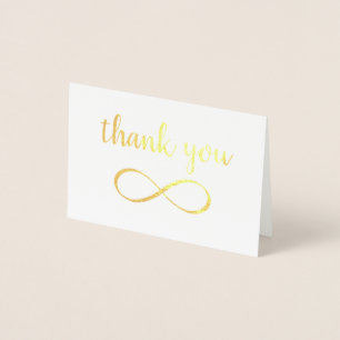 Tarjeta Con Relieve Metalizado Símbolo de Infinito Caligrafía Gracias