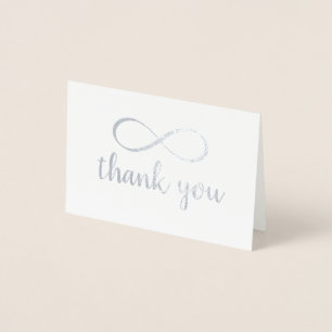 Tarjeta Con Relieve Metalizado Símbolo de infinito de agradecimiento en caligrafí