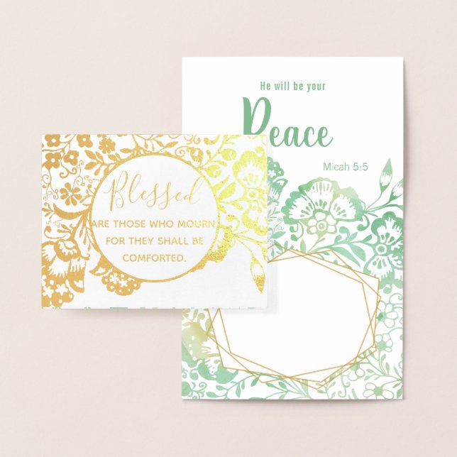 Tarjeta Con Relieve Metalizado Simpatía religiosa cristiana con flor dorada y ver (Demostración)