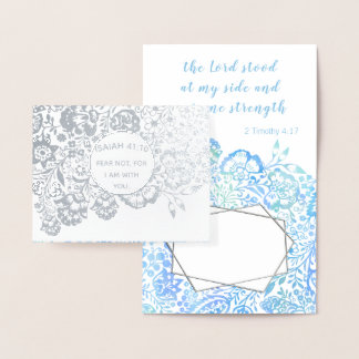 Tarjeta Con Relieve Metalizado Simpatía religiosa cristiana pálida y azul