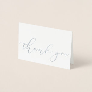 Tarjeta Con Relieve Metalizado Simple Elegante Blanco Plata Hoja Escritura Agrade