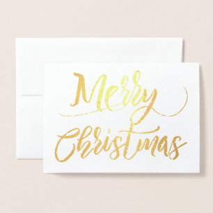 Tarjeta Con Relieve Metalizado Simple Feliz Navidad con Hoja de Oro