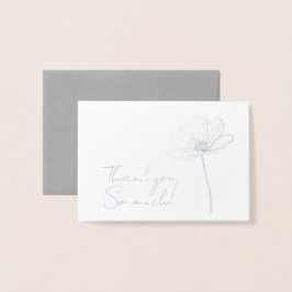 Tarjeta Con Relieve Metalizado Simple Flower Thank You