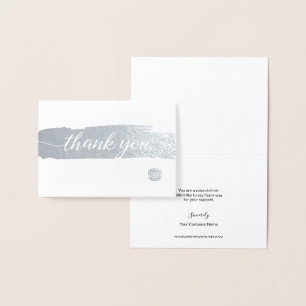 Tarjeta Con Relieve Metalizado Simple Gracias pincel personalizado logo plata