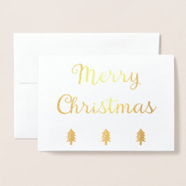 Tarjeta Con Relieve Metalizado Simple Pine Tree Merry Christmas