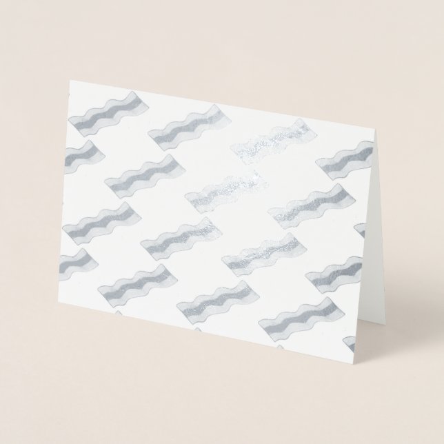 Tarjeta Con Relieve Metalizado Sizzling Tiras de Bacon Desayuno de carne Alimento (Anverso)