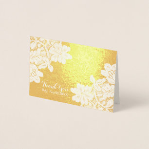 Tarjeta Con Relieve Metalizado Sleek Vintage Lace Boda Gracias