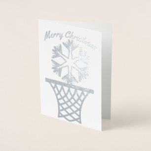 Tarjeta Con Relieve Metalizado Snowflake Netball Feliz Navidad