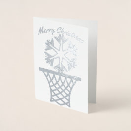 Tarjeta Con Relieve Metalizado Snowflake Netball Feliz Navidad