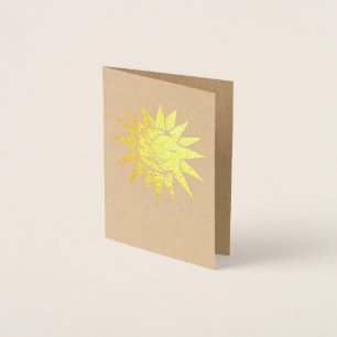 Tarjeta Con Relieve Metalizado Sol y Luna
