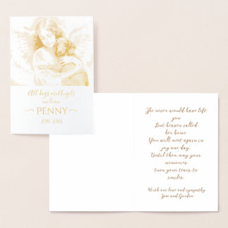 Tarjeta Con Relieve Metalizado Solidaridad de Ángel por la pérdida de Dachshund