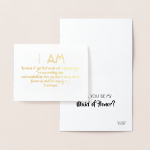 Tarjeta Con Relieve Metalizado Soy el tipo de Chica - Funny Bridesmaid Propuesta