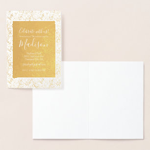 Tarjeta Con Relieve Metalizado Sparkly Gold Confetti