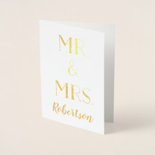 Tarjeta Con Relieve Metalizado Sr. y Sra. New Last Name Boda